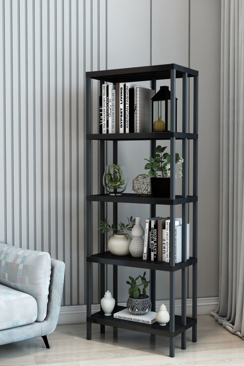 Dekozum Dekozum Scaffale 5 Banyo Rafı, Plastik Kitaplık, 5 Raflı Organizer, Banyo Rafı, Bahçe Balkon Organizeri — 2. ürün görseli