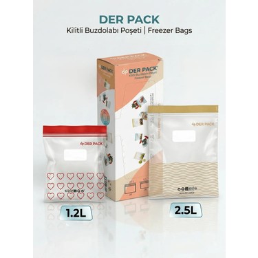 Der Pack Der Pack Çift Kilitli Buzdolabı Poşeti 40'lı ( 20x1.2 lt ve 20x2.5 fiyatı ve görseli