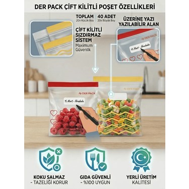 Der Pack Der Pack Çift Kilitli Buzdolabı Poşeti 40'lı ( 20x1.2 lt ve 20x2.5 — 2. ürün görseli