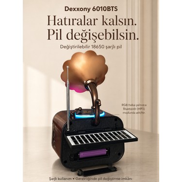 Dexxony Dexxony Elite 6010BTS Güneş Panelli Bluetooth Nostaljik Gramofon Radyo - Ev Hediyesi Dekoratif — 5. ürün görseli