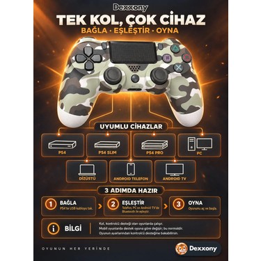Dexxony Dexxony Premium Playstation 4 / Ps4 Oyun Kolu - Android Tv Uyumlu Kablosuz Bluetooth — 6. ürün görseli