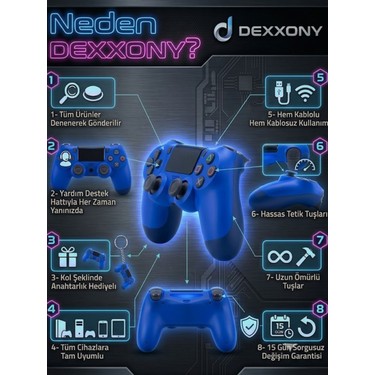 Dexxony Dexxony Premium Ps4 Oyun Kolu Kablolu&kablosuz Kullanım Bluetoothlu Bilgisayar Uyumlu Kol Gamepad — 5. ürün görseli