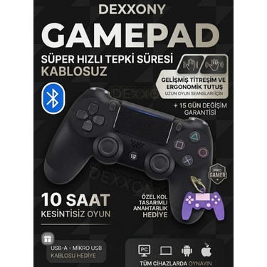 Dexxony Dexxony Pro Gamer Ps4 Oyun Kolu Kablolu & Kablosuz Siyah Bluetoothlu Bilgisayar Uyumlu Kol Gamepad fiyatı ve görseli