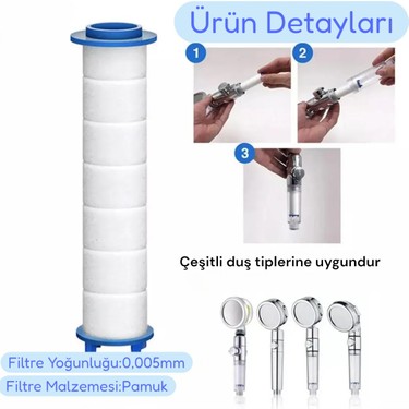 deyhome Deyhome 5 Fonksiyonlu Filtreli Duş Başlığı 2’li Avantaj Set – Mat Antrasit Gri Duş Başlığı + 10 — 5. ürün görseli