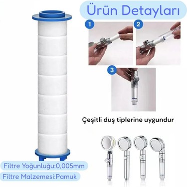 deyhome Deyhome 5 Fonksiyonlu Filtreli Duş Başlığı Mat Antrasit Gri – 1 Adet Filtre — 2. ürün görseli
