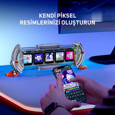Divoom Divoom Times Gate 5 Ekranlı Rgb Işıklı Akıllı Dijital Saat Youtuber ve Oyuncu Dekor Resim Çerçevesi — 5. ürün görseli