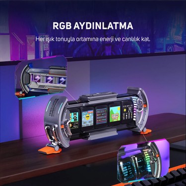 Divoom Divoom Times Gate 5 Ekranlı Rgb Işıklı Akıllı Dijital Saat Youtuber ve Oyuncu Dekor Resim Çerçevesi — 6. ürün görseli