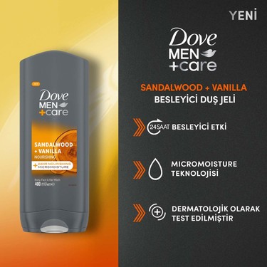 Dove Dove Men +Care Duş Jeli Body, Face&hair Sandalwood +Vanilla 400 — 3. ürün görseli