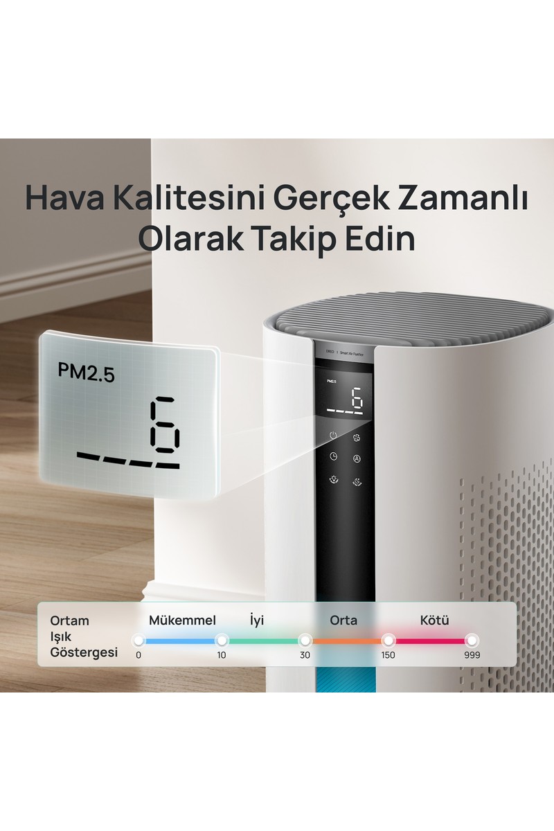 DREO DREO Air Purifier 337S Akıllı Hava Temizleyici, 3 Aşamalı Hepa Filtre, Pm2.5 Sensör, LED Ekran Beyaz — 3. ürün görseli