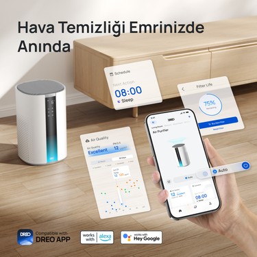 DREO Dreo Air Purifier 337S Akıllı Hava Temizleyici, 3 Aşamalı Hepa Filtre, Pm2.5 Sensör, LED Ekran — 4. ürün görseli