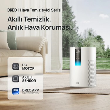 DREO DREO Macro 605S Akıllı Hava Temizleyici Beyaz Renkli Sessiz Çalışma ve Zamanlayıcı — 6. ürün görseli