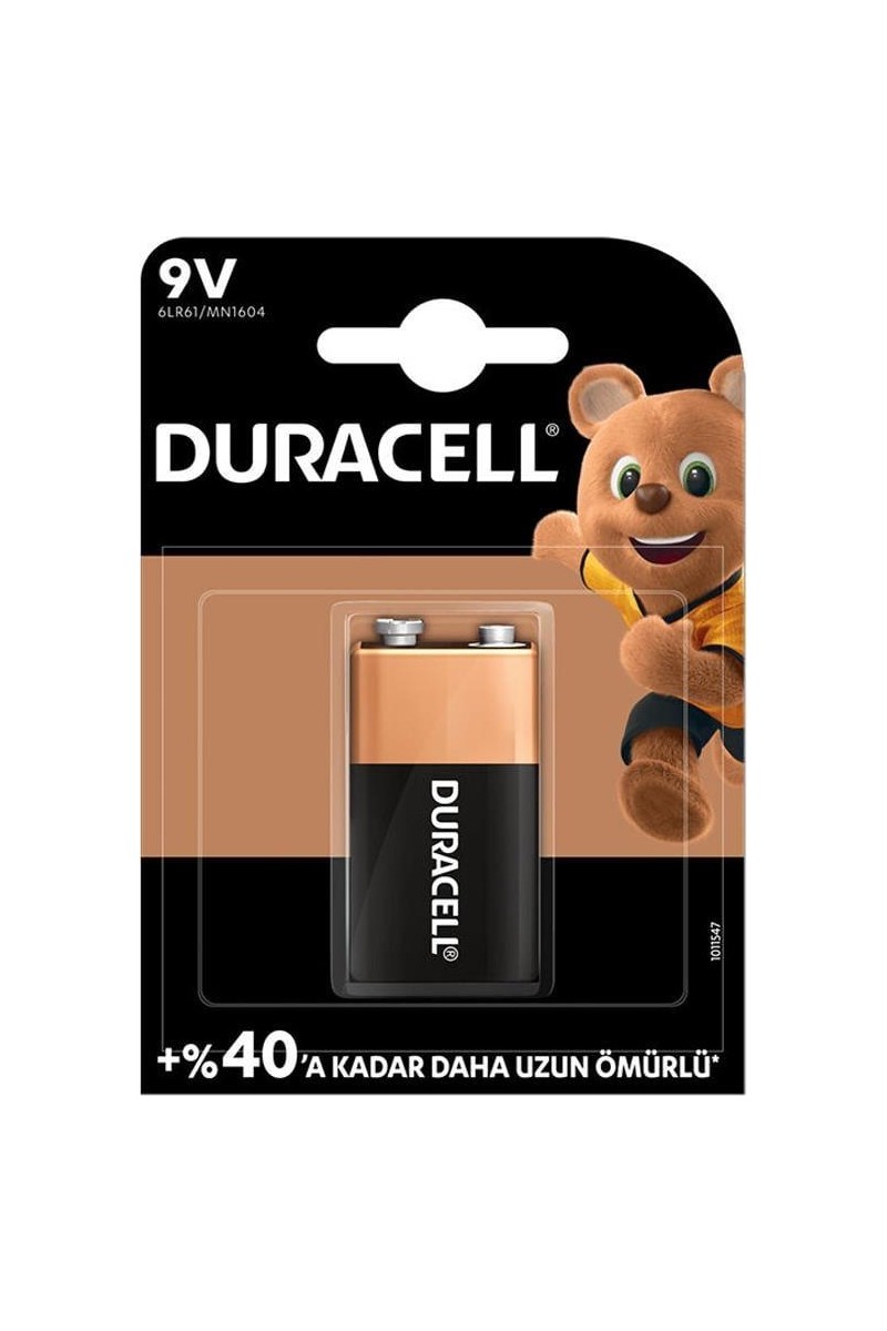 Duracell Alkalin 9 Volt Pil 6LR61/MN1604