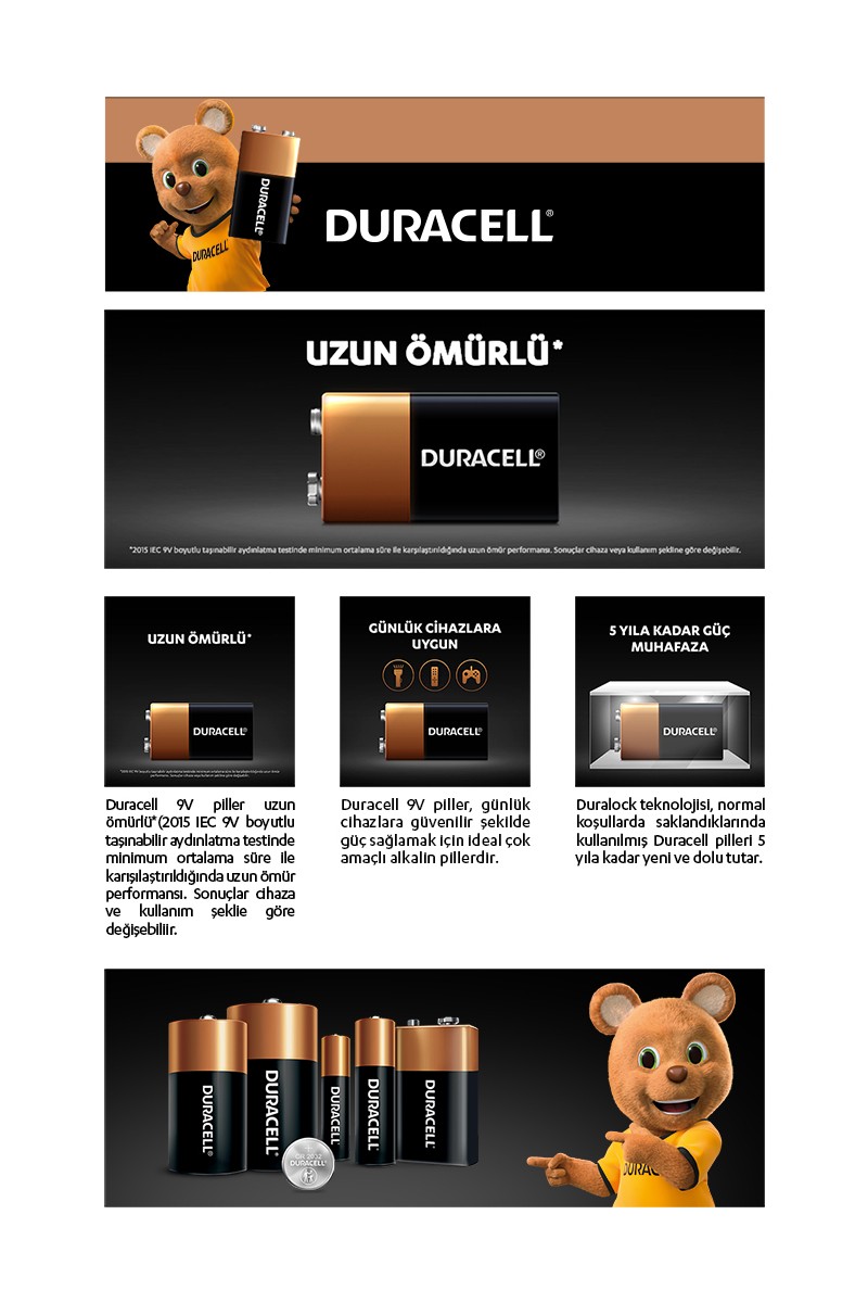 Duracell Duracell Alkalin 9 Volt Pil 6LR61/MN1604 — 2. ürün görseli