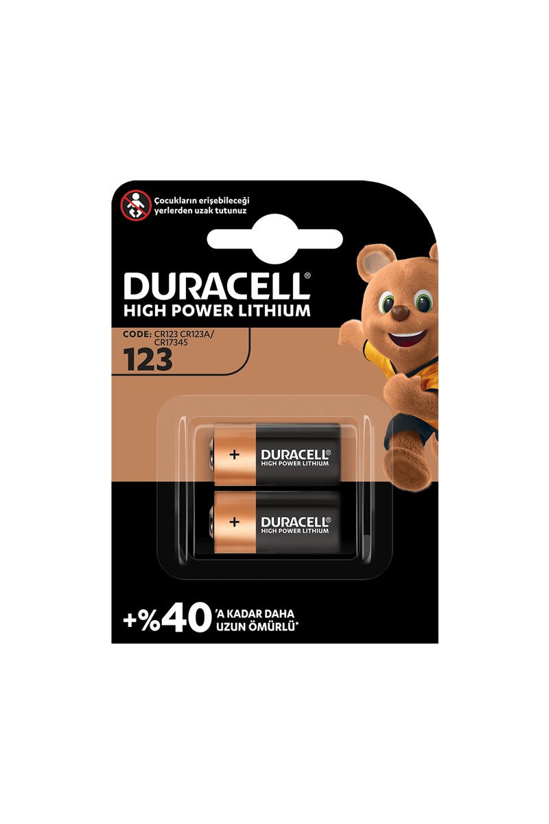 Duracell DURACELL CR123 Yüksek Güçlü Lityum Pil (2’li Paket) 3V, — 6. ürün görseli