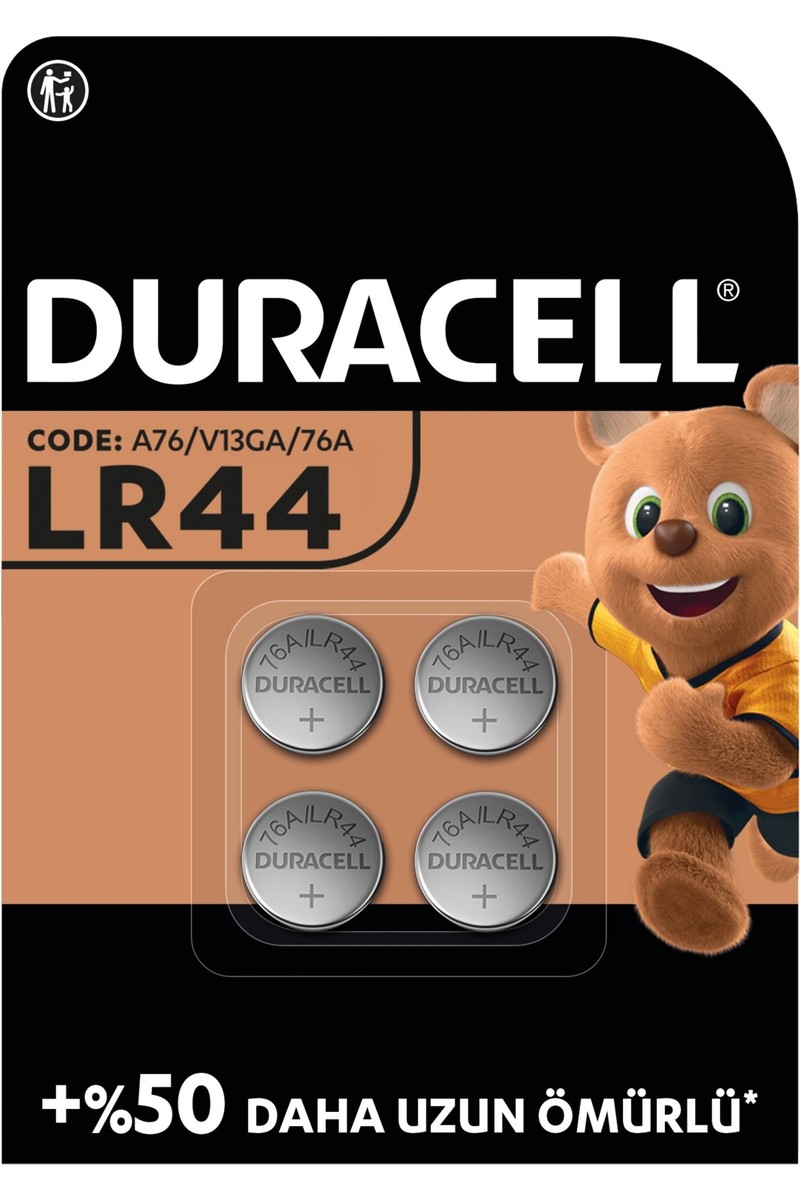 Duracell LR44 (4’li Paket) özel alkalin pil 1,5V (A76)