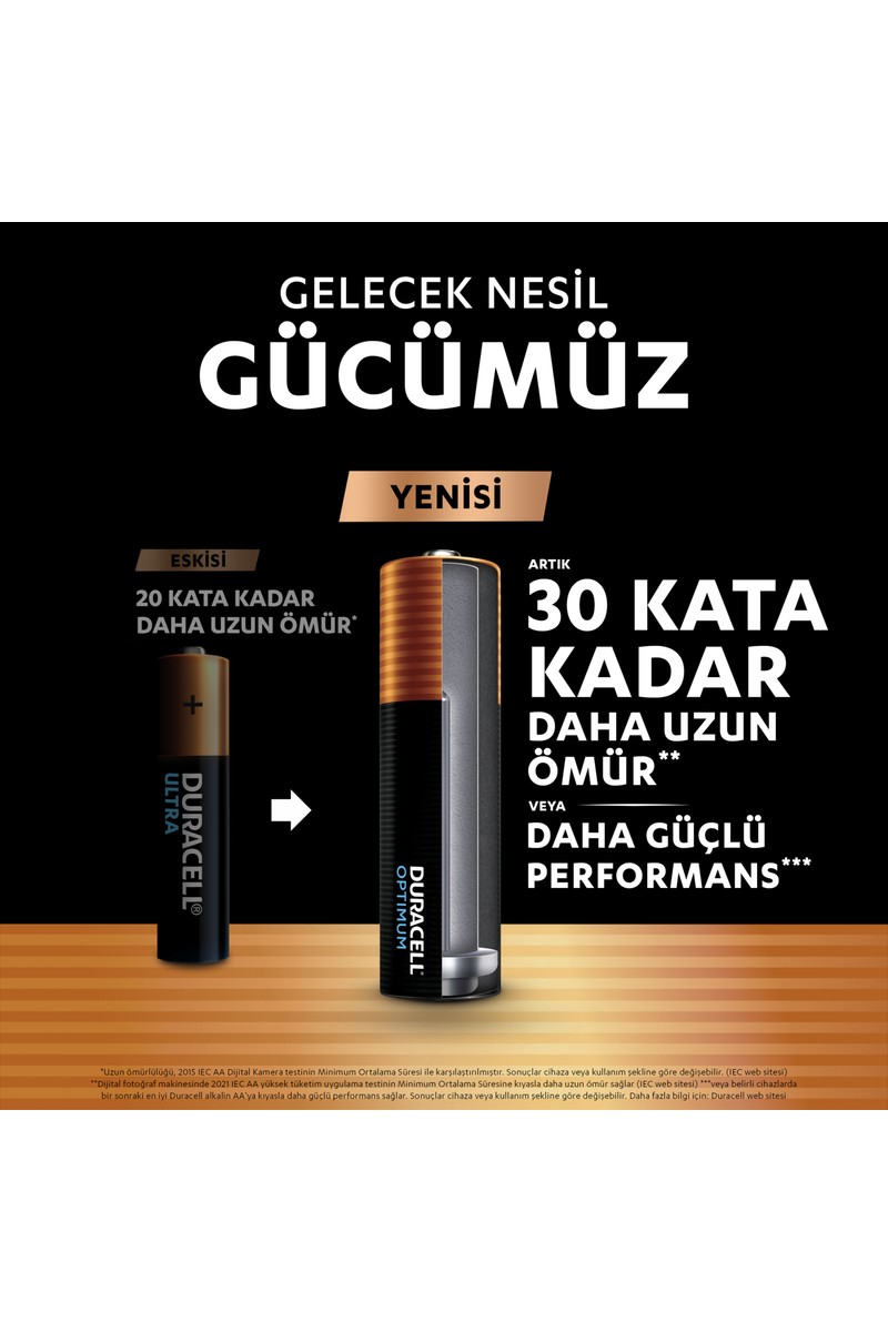 Duracell Duracell Optimum AA Pil (8’li paket), Alkalin Pil 1,5V, LR6 MX1500 — 3. ürün görseli