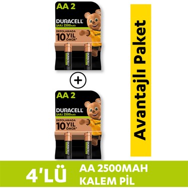 Duracell Duracell Şarj Edilebilir AA Kalem Pil 2500 Mah 4'Lü fiyatı ve görseli