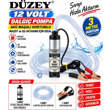 Düzey Düzey 12 Volt Mini(Küçük) Akü Başlıklı Dalgıç Pompa & 3 Metre Hortumlu fiyatı ve görseli