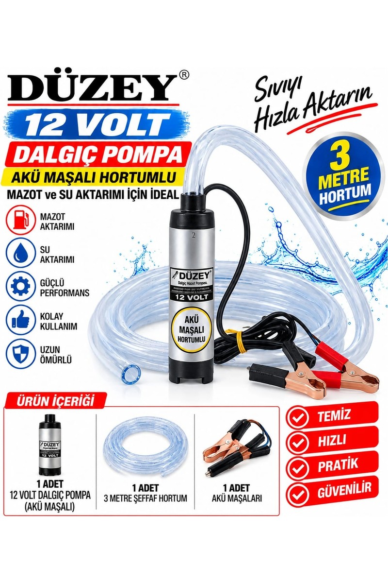 Düzey Düzey 12 Volt Mini(Küçük) Akü Başlıklı Dalgıç Pompa & 3 Metre Hortumlu — 2. ürün görseli