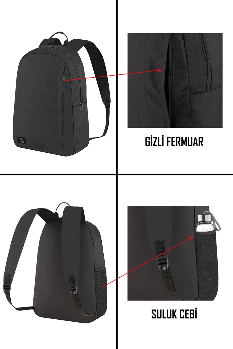 D'Vers D'Vers Unisex Siyah Su Geçirmez Günlük Sırt Çantası — 3. ürün görseli