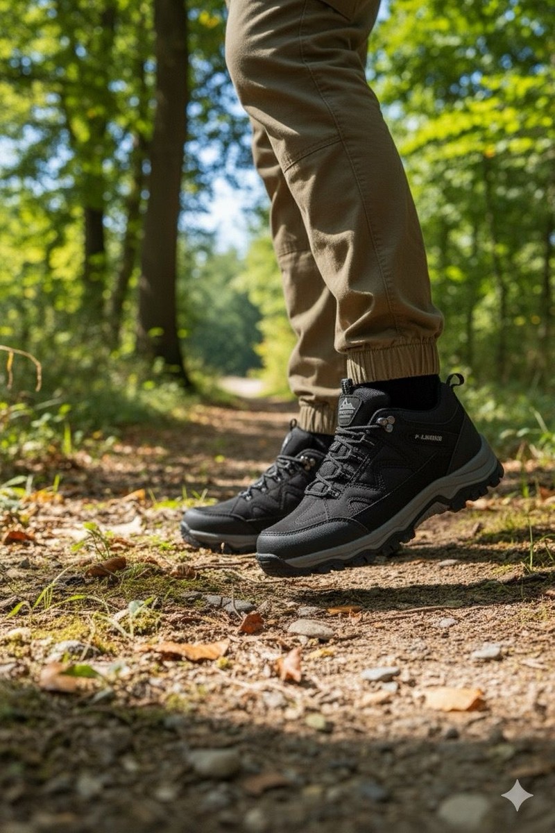 E E Sport Erkek Ortopedik Outdoor Tracking Ayakkabı, Siyah Gümüş - Su Geçirmez, Hafif, Esnek ve Kaymaz Tabanlı — 3. ürün görseli