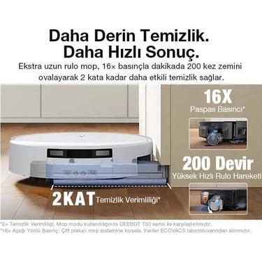Ecovacs ECOVACS DEEBOT T90 PRO Omni Robot Süpürge ve Paspas, 30.000 Pa Emiş Gücü, Hızlı Şarj , TruEdge — 5. ürün görseli