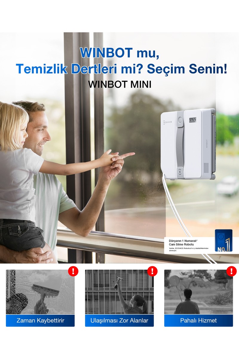 Ecovacs Ecovacs Winbot Mini Cam Silme Robotu ve Cam Silme Solüsyonu — 2. ürün görseli