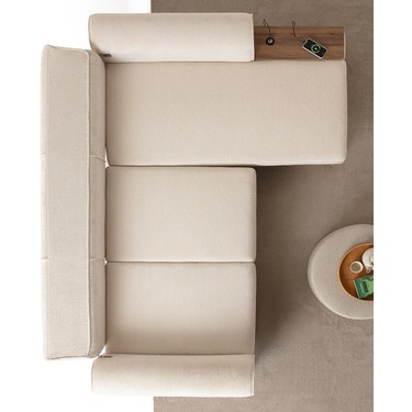 Edsy Home Edsy Home Drog Köşe Koltuk Takımı Bukle Kumaş Krem 240x150 cm Orta Sert Yatak — 5. ürün görseli