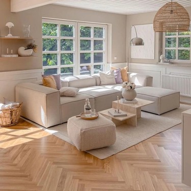 Edsy Home Edsy Home Mira Relax Krem Renk Modüler Köşe Koltuk Keten Malzeme ile Yumuşak Oturum 296 fiyatı ve görseli