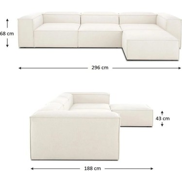 Edsy Home Edsy Home Mira Relax Krem Renk Modüler Köşe Koltuk Keten Malzeme ile Yumuşak Oturum 296 — 6. ürün görseli