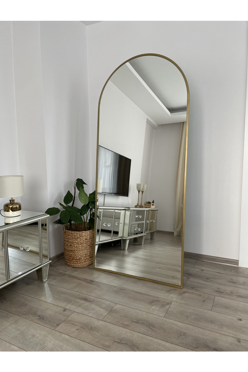 Effe Yapı Dekor Gold Metal Çerçeveli 180X80 cm Ayaklı Boy Aynası