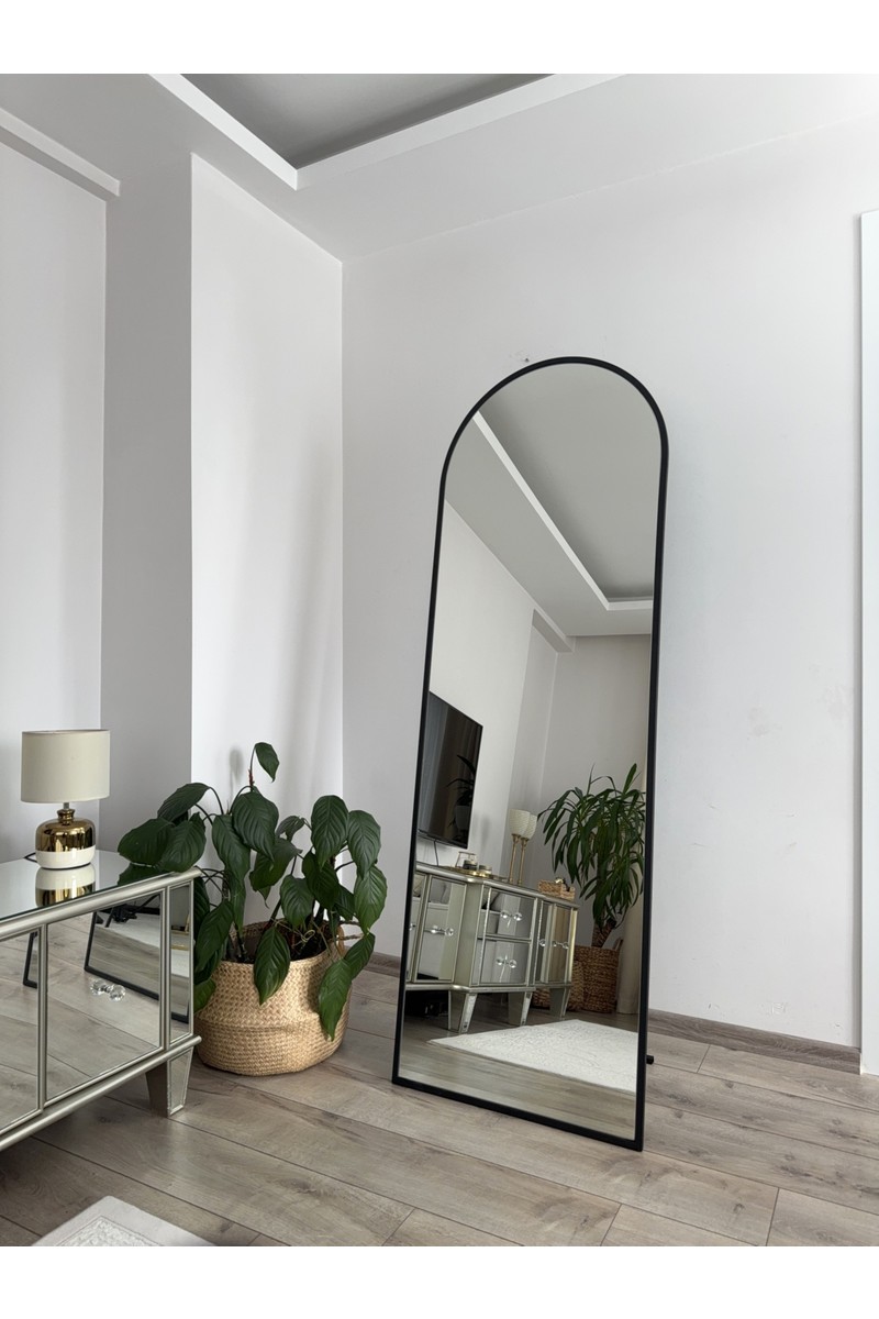 Effe Yapı Dekor Oval Boy Aynası 180x60 Ayarlanabilir Metal Çerçeve Siyah Renk