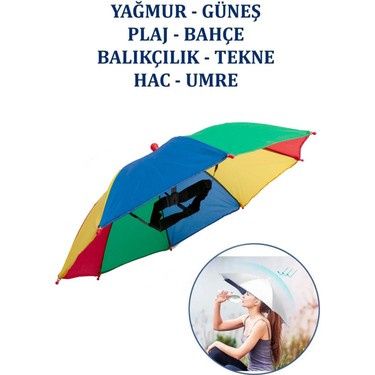 Eleven Markets Kafaya Takılan Şapka Şemsiye Gölgelik Plaj Yazlık Kafa Şemsiyesi — 2. ürün görseli