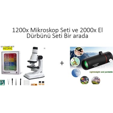 Elvinsa Elvinsa Çocuklar Için Başlangıç Seti 1200X Mikroskop Seti ve 2000X El Dürbünü Seti-(12 Örnek Slayt fiyatı ve görseli