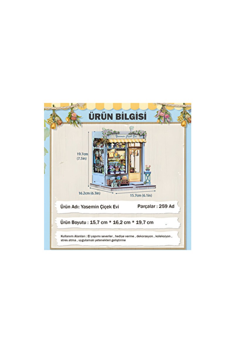 Emirgan Emirgan Yasemin Çiçek Evi Ahşap Mini Book Nook Hobi Set Kiti 259 Parça Zor Zorluk Seviyesi — 3. ürün görseli