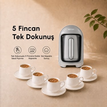 Emsan Emsan Kumda Türk Kahve Makinesi Bej 5 Fincan Kapasiteli 735 — 4. ürün görseli