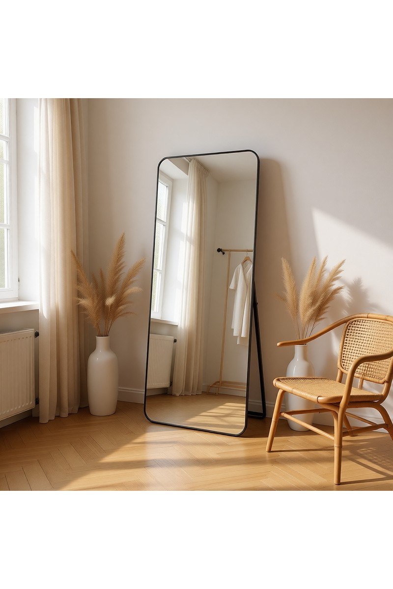 Enc Enc Home 180X60 Siyah Metal Çerçeveli Oval Dikdörtgen Boy Aynası Ayaklı Tasarım — 2. ürün görseli