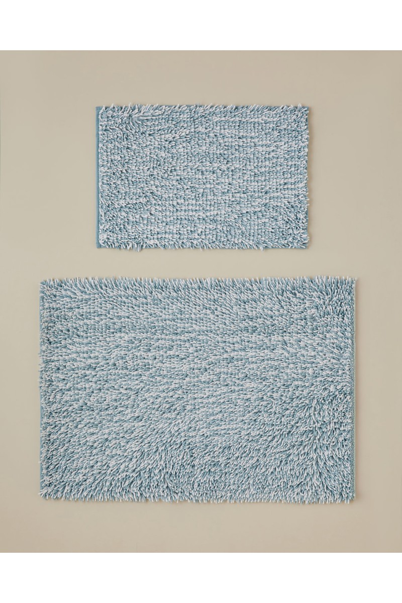 English Home Corallo Kaydırmaz Taban Banyo Paspası Seti 60x90 + 40x60 cm Mavi-Beyaz