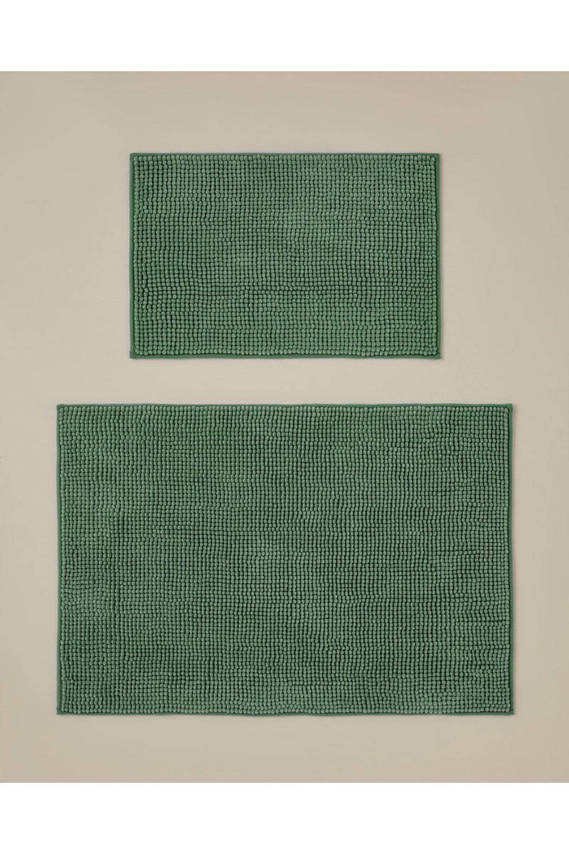 English Home Macaroni Kaydırmaz Taban Banyo Paspası Seti 60x90 + 40x60 cm Yeşil