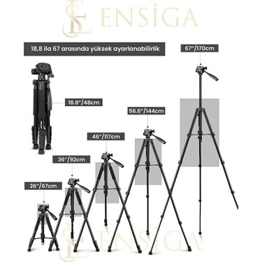 Ensiga Ensiga A Plus Tripod 175 cm Profesyonel Telefon Kamera Tutucu Çantalı — 6. ürün görseli