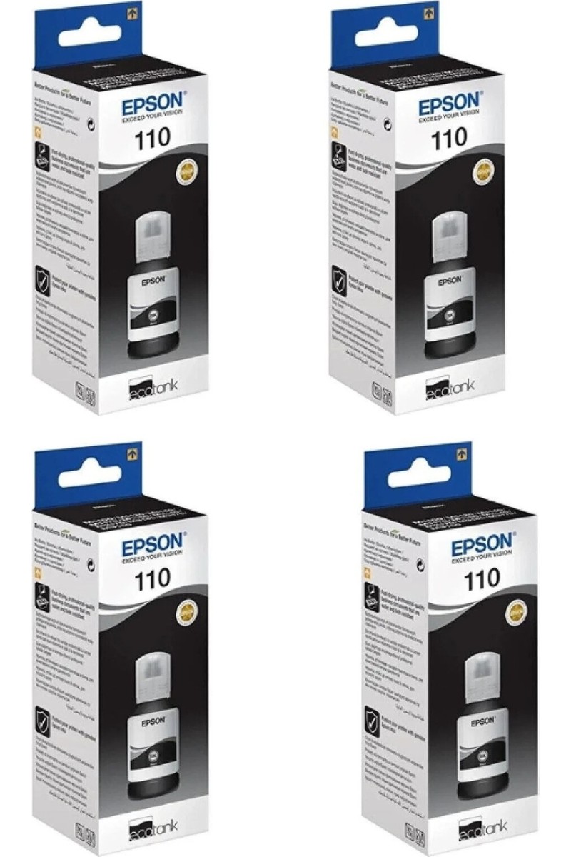 Epson 110 M2170 Orijinal Mürekkep Kartuş 120ML Siyah 4'lü RDV306 Set Uyumlu Modeller İçin