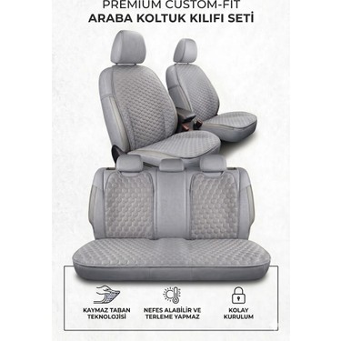ER-AY ER-AY Premium Nakış Kapitoneli Oto Koltuk Minderi Seti - Kaymaz Tabanlı & Terletmez Nefes Alan fiyatı ve görseli