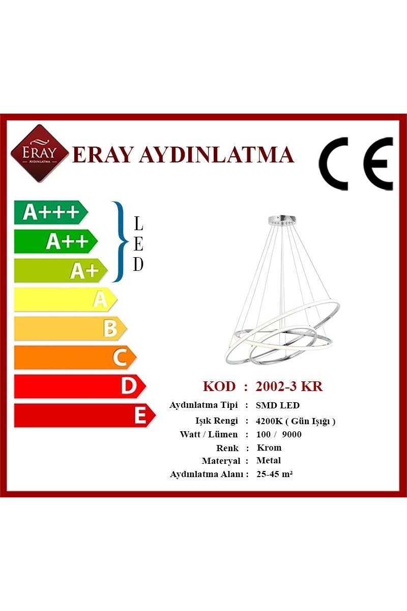Eray Eray Aydınlatma 2002-3 Krom LED Avize — 3. ürün görseli