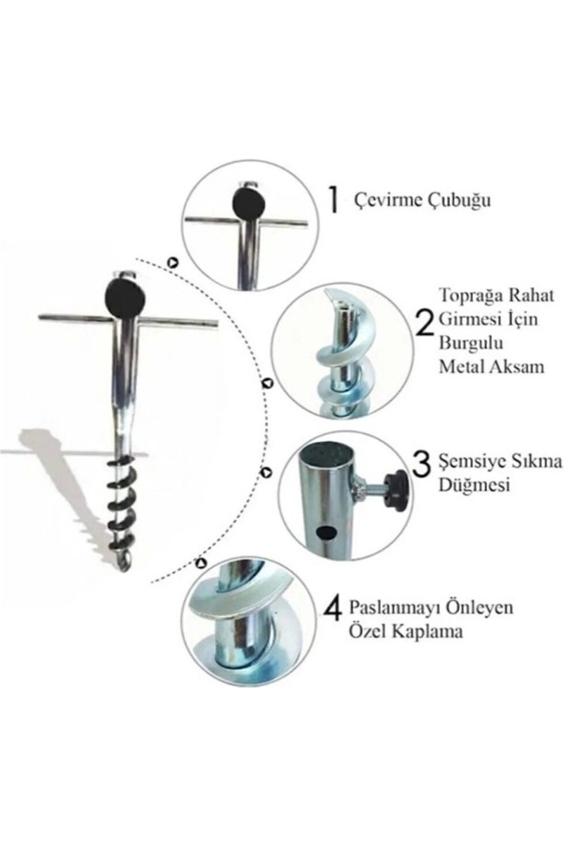 Ercgzl Ercgzl Plaj Şemsiye Kazığı Büyük Boy ( 3 cm Şemsiye Çapına Kadar — 4. ürün görseli