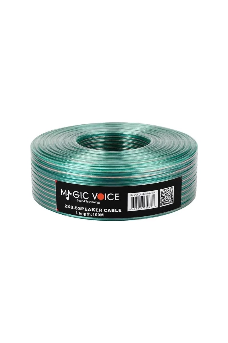 Ergün Collection Magicvoice 2x0.50 Şeffaf Yeşil Çizgili 100 Metre Hoparlör Kablosu