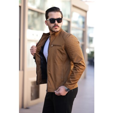 Mero Life Erkek Taba Su ve Rüzgar Geçirmez Slim Fit Astarlı Mevsimlik — 3. ürün görseli