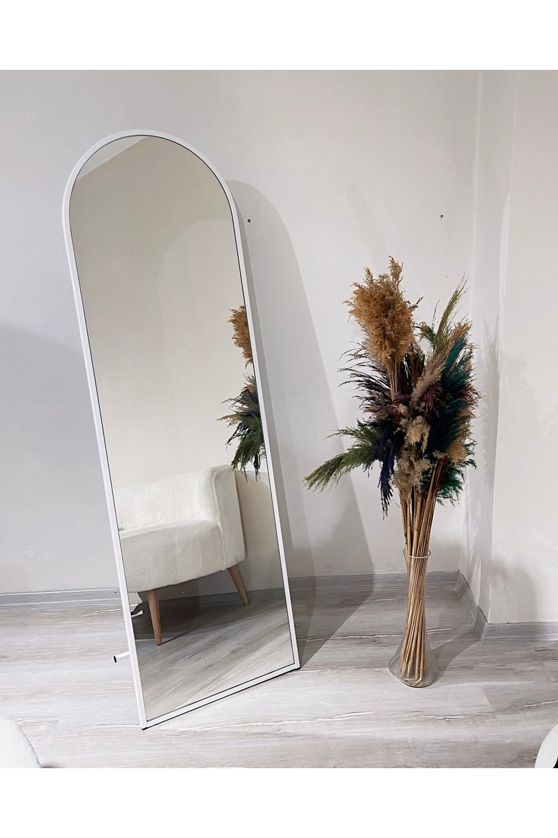 Ersan Ersan Dizayn Beyaz Metal Çerçeve Oval Ayaklı Boy Aynası 50X160 — 2. ürün görseli