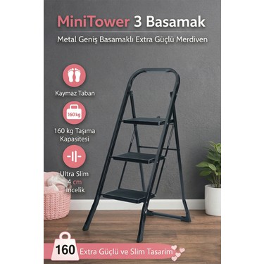 Ertekpa Ertekpa 3 Basamak Siyah Merdiven Geniş Basamaklı Minitower, — 2. ürün görseli
