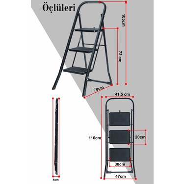 Ertekpa Ertekpa 3 Basamak Siyah Merdiven Geniş Basamaklı Minitower, — 3. ürün görseli