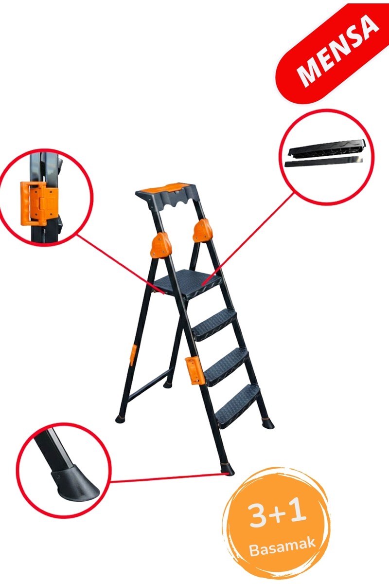 Ertekpa Ertekpa Mensa Plus Metal Merdiven 3+1 Basamaklı Siyah Hafif ve Dayanıklı Tasarım — 3. ürün görseli
